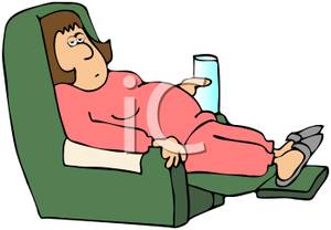 a_colorful_cartoon_woman_sitting_with_her_feet_up_in_a_lounger_royalty_free_clipart_picture_100805-171509-184053